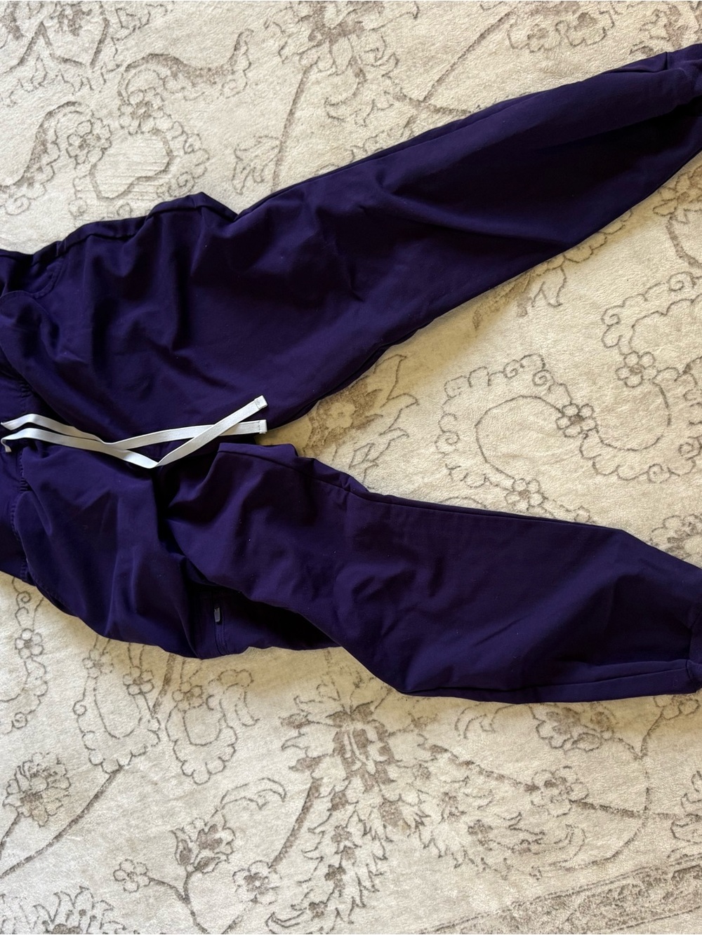 Figs Women's Jogger Sweatpants in Deep Purple with White Drawstrings